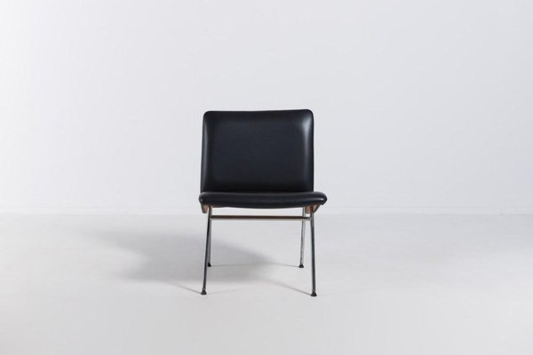 Danish Architectural Chair in Black Vinyl, 1960s-KMC-1006030