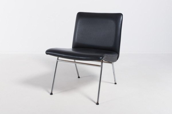 Danish Architectural Chair in Black Vinyl, 1960s-KMC-1006030