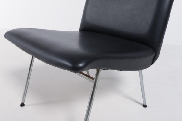 Danish Architectural Chair in Black Vinyl, 1960s-KMC-1006030