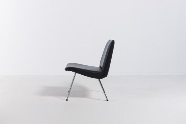 Danish Architectural Chair in Black Vinyl, 1960s-KMC-1006030