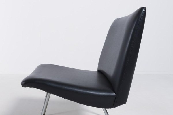 Danish Architectural Chair in Black Vinyl, 1960s-KMC-1006030