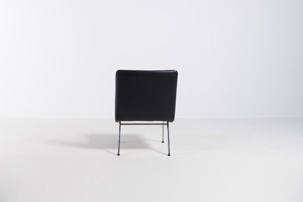 Danish Architectural Chair in Black Vinyl, 1960s-KMC-1006030