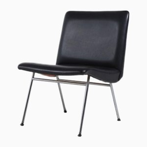 Danish Architectural Chair in Black Vinyl, 1960s-KMC-1006030