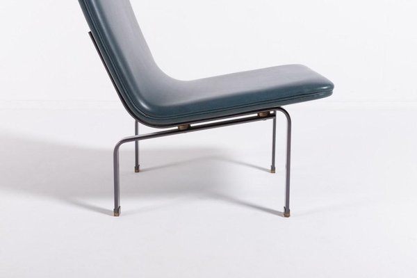 Danish Architectural Lounge Chair in Blue Vinyl Upholstery, 1960s-KMC-1349221