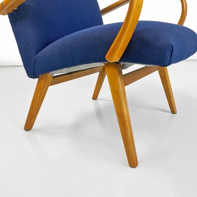 Danish Armchair in Beech & Blue Cotton, 1960s-GDD-1796144