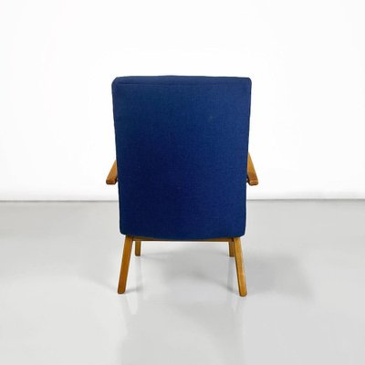 Danish Armchair in Beech & Blue Cotton, 1960s-GDD-1796144