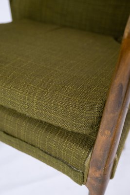 Danish Armchair in Birch and Dark Green Fabric, 1950s-UY-934849