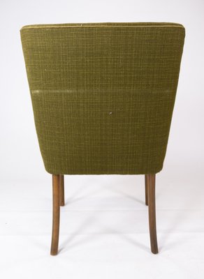 Danish Armchair in Birch and Dark Green Fabric, 1950s-UY-934849