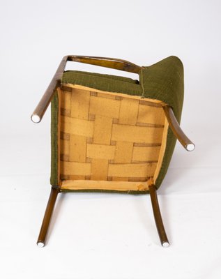 Danish Armchair in Birch and Dark Green Fabric, 1950s-UY-934849