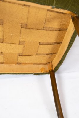 Danish Armchair in Birch and Dark Green Fabric, 1950s-UY-934849