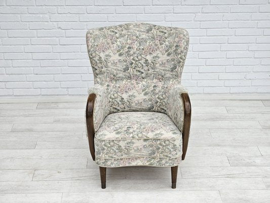 Danish Armchair in Floral Multicolor Fabric, 1960s-TMW-1703579