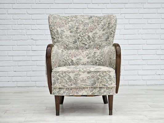 Danish Armchair in Floral Multicolor Fabric, 1960s-TMW-1703579