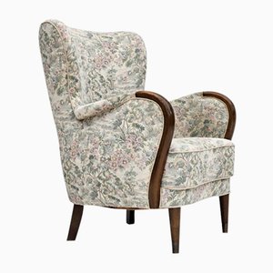 Danish Armchair in Floral Multicolor Fabric, 1960s-TMW-1703579