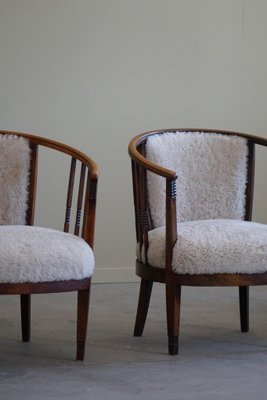 Danish Armchairs in Beech & Lambswool, 1920s, Set of 2-MXF-1703074