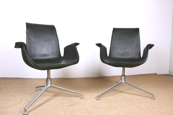 Danish Armchairs in Black Leather and Chromed Steel Model Fk 6725 by Preben Fabricius and Jørgen Kastholm for Walter Knoll, Set of 2-EMB-1760073