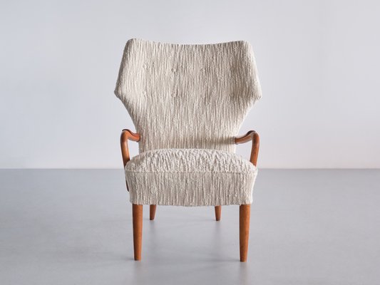 Danish Armchairs in Lelièvre Bouclé, Oak and Teak, 1956, Set of 3-FMT-1778519