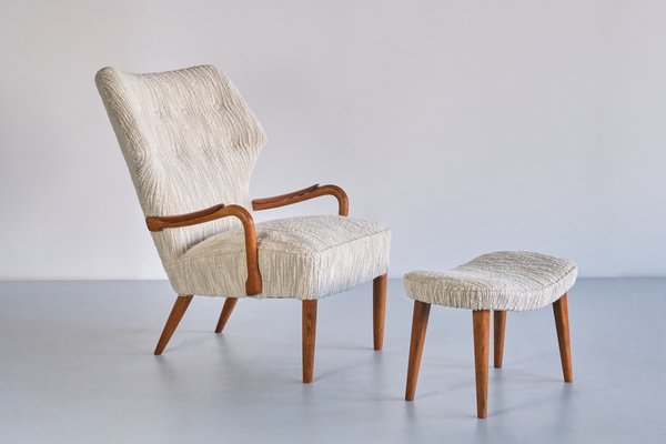 Danish Armchairs in Lelièvre Bouclé, Oak and Teak, 1956, Set of 3-FMT-1778519