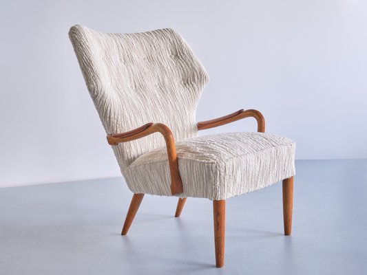 Danish Armchairs in Lelièvre Bouclé, Oak and Teak, 1956, Set of 3-FMT-1778519