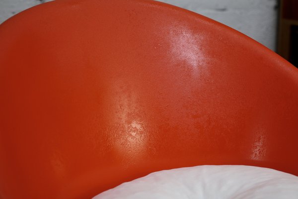 Danish Armchairs in Orange Plastics by Ole Gjerløv-Knudsen & Torben Lind for Orth Plast., 1970, Set of 2-MAO-1338409