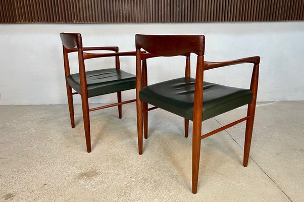 Danish Armchairs in Teak with Leather Seats by H.W. Klein for Bramin, 1960s, Set of 2-JP-1195783