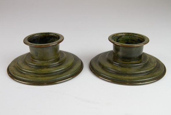 Danish Art Deco Bronze Candleholders by H.F. Bronce, 1930s, Set of 2-WIX-1785685