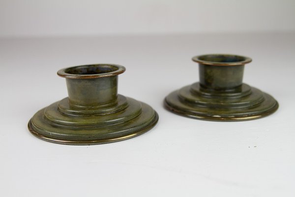 Danish Art Deco Bronze Candleholders by H.F. Bronce, 1930s, Set of 2-WIX-1785685