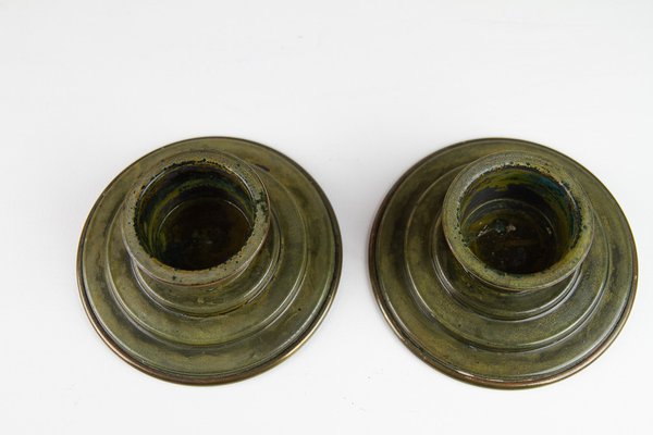 Danish Art Deco Bronze Candleholders by H.F. Bronce, 1930s, Set of 2-WIX-1785685