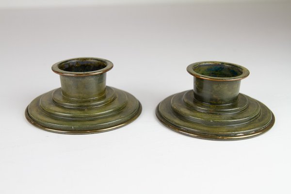 Danish Art Deco Bronze Candleholders by H.F. Bronce, 1930s, Set of 2-WIX-1785685