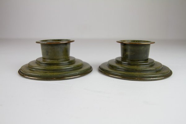 Danish Art Deco Bronze Candleholders by H.F. Bronce, 1930s, Set of 2-WIX-1785685