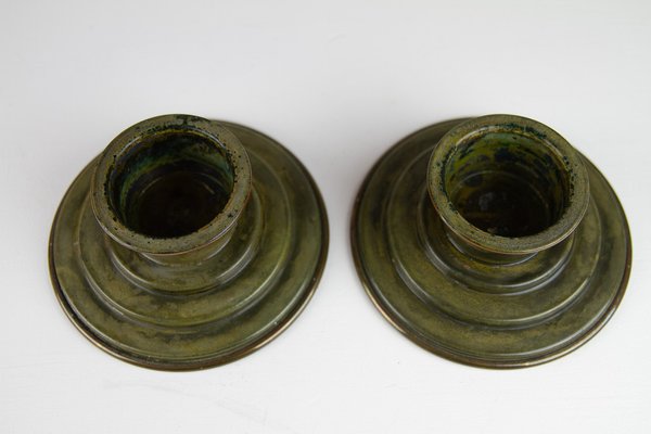 Danish Art Deco Bronze Candleholders by H.F. Bronce, 1930s, Set of 2-WIX-1785685