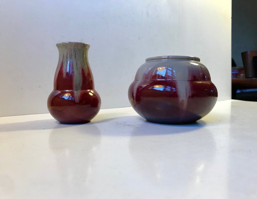 Danish Art Deco Ceramic Oxblood Vases by Daniel Andersen for Michael Andersen & Son, 1930s, Set of 2-LCR-685021