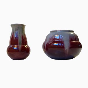 Danish Art Deco Ceramic Oxblood Vases by Daniel Andersen for Michael Andersen & Son, 1930s, Set of 2-LCR-685021