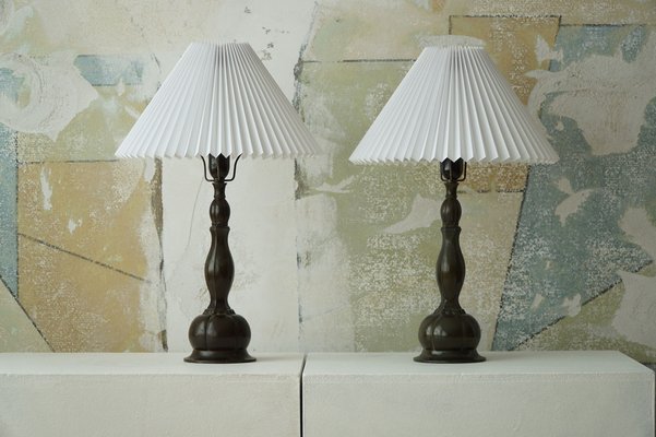 Danish Art Deco D80 Table Lamps in Metal from Just Andersen, 1920s, Set of 2-MXF-1286517