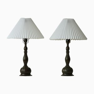 Danish Art Deco D80 Table Lamps in Metal from Just Andersen, 1920s, Set of 2-MXF-1286517