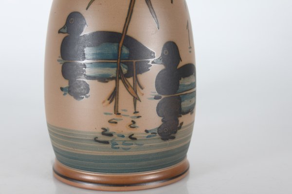 Danish Art Deco Table Lamp in Ceramic with Swimming Ducks + Le Klint Shade by L. Hjorth, 1940s-QQ-1758343