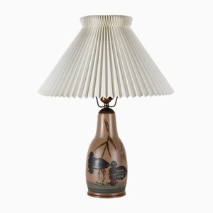 Danish Art Deco Table Lamp in Ceramic with Swimming Ducks + Le Klint Shade by L. Hjorth, 1940s-QQ-1758343