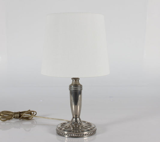 Danish Art Nouveau Table Lamp in Pewter with Floral Pattern, 1920s