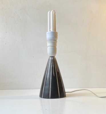 Danish Black and White Glazed Ceramic Table Lamp by Søholm, 1960s-LCR-1396625