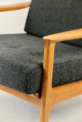 Danish Black Bouclé Lounge Chair, 1970s-UJQ-1790905