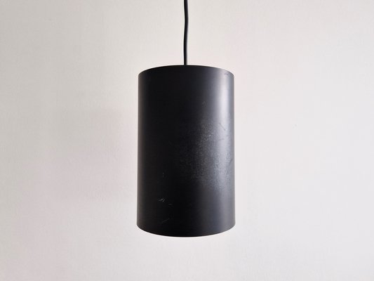 Danish Black Cylinder Pendant Lamps by Eila & John Meiling for Louis Poulsen, 1967, Set of 3-NV-1765316