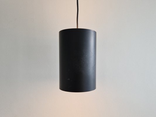 Danish Black Cylinder Pendant Lamps by Eila & John Meiling for Louis Poulsen, 1967, Set of 3-NV-1765316