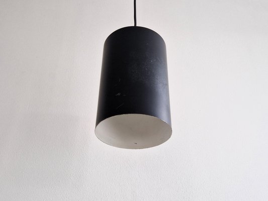 Danish Black Cylinder Pendant Lamps by Eila & John Meiling for Louis Poulsen, 1967, Set of 3-NV-1765316