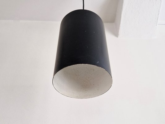 Danish Black Cylinder Pendant Lamps by Eila & John Meiling for Louis Poulsen, 1967, Set of 3-NV-1765316