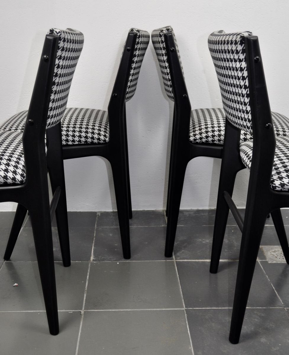 Danish Black Lacquered Chairs, 1960s, Set of 4