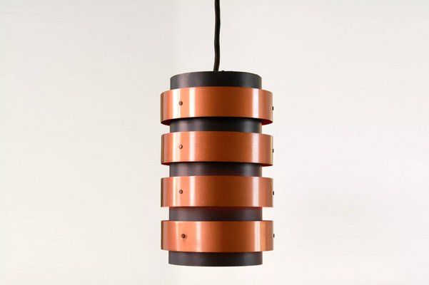 Danish Black Lacquered Metal and Copper Pendant Lamp, 1960s-BQ-811771