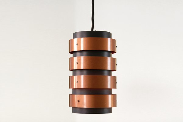 Danish Black Lacquered Metal and Copper Pendant Lamp, 1960s-BQ-811771