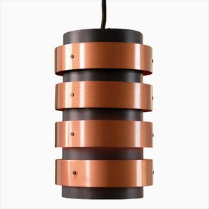 Danish Black Lacquered Metal and Copper Pendant Lamp, 1960s-BQ-811771