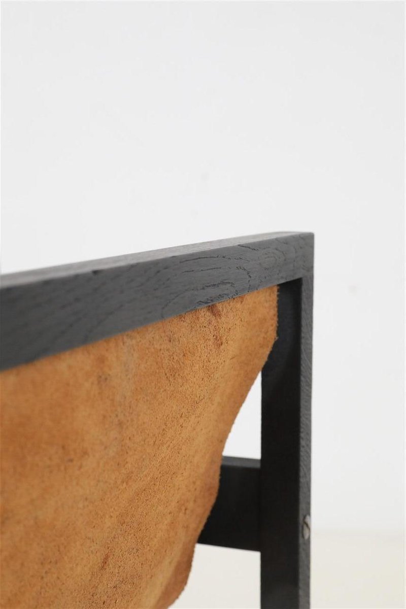 Danish Black Oak and Suede Magazine Rack from Sika Møbler, 1960s