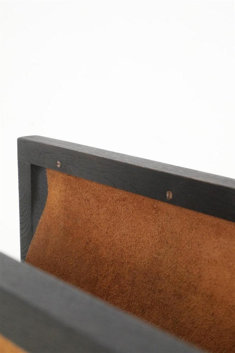 Danish Black Oak and Suede Magazine Rack from Sika Møbler, 1960s