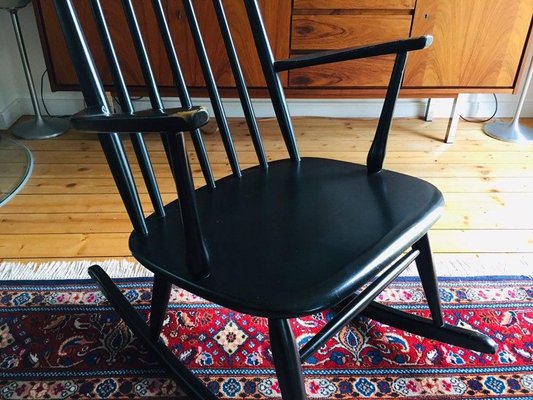 Danish Black Rocking Chair, 1950s-WSA-831218